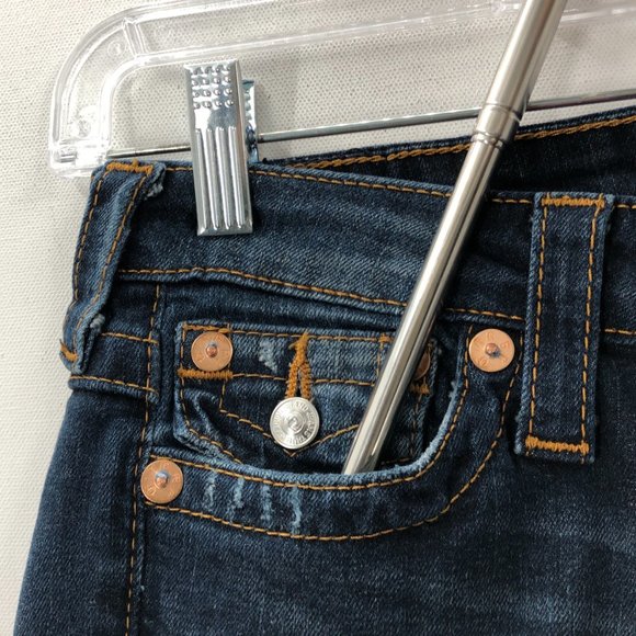 True Religion Blue Medium Wash Distress Denim Skinny Jeans Size 25 - Picture 9 of 10